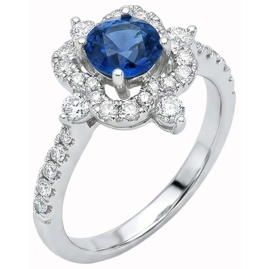 Round Cut 4.30 Ct Sri Lanka Blue Sapphire Natural Earth Mined DIAMOND ( NOT LAB GROWN )s Fancy Ring