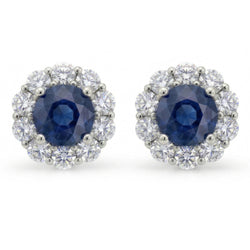 Natural Sapphire Earring 4.50ct - White Gold 14K
