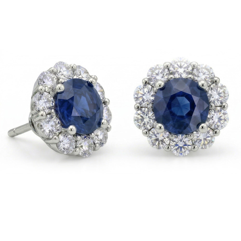 natural round sapphire 4.50ct earring side angle