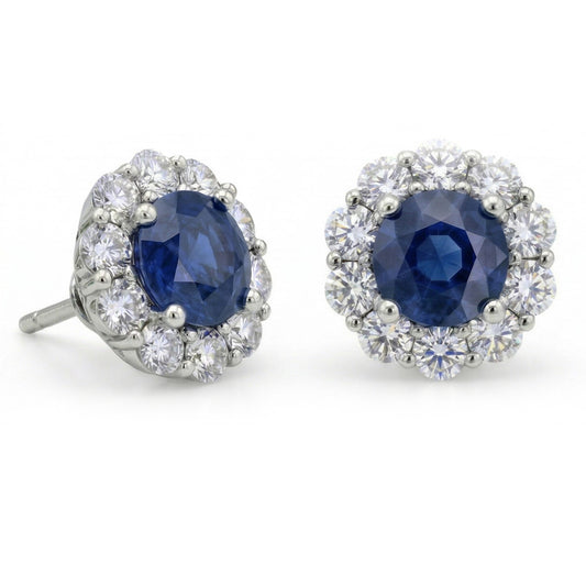 natural round sapphire 4.50ct earring side angle