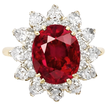 Round Cut 4.50 Ct Ruby And Natural Earth Mined Diamonds Ring Prong Set Gold Yellow 14K