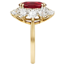 Round Cut 4.50 Ct Ruby And Natural Earth Mined Diamonds Ring Prong Set Gold Yellow 14K