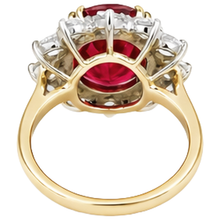 Round Cut 4.50 Ct Ruby And Natural Earth Mined Diamonds Ring Prong Set Gold Yellow 14K