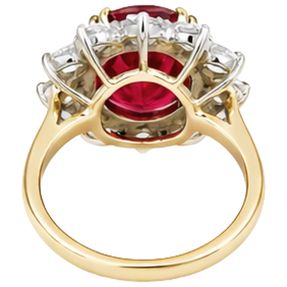 Round Cut 4.50 Ct Ruby And Natural Earth Mined Diamonds Ring Prong Set Gold Yellow 14K