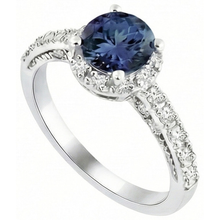Round Cut 4 Carats Ceylon Sapphire Wedding Ring White Gold 14K