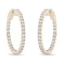 Round Cut 4.50 Carats Real Diamonds Women Hoop Earrings Gold Yellow 14K