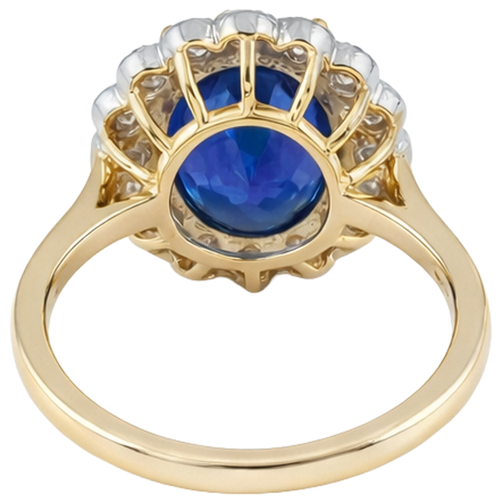 Round Cut 5.75 Carats Tanzanite With Natural Earth Mined Diamonds Ring Two Tone 14K