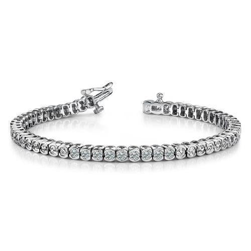 Round Cut 5 Carats Genuine Diamonds Tennis Bracelet White Gold 14K