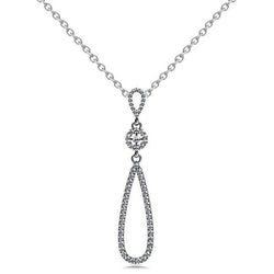 Round Cut 5 Carats Natural Diamonds Celtic Cross Teardrop Pendant Necklace