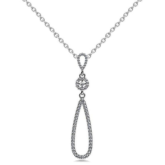 Round Cut 5 Carats Natural Diamonds Celtic Cross Teardrop Pendant Necklace