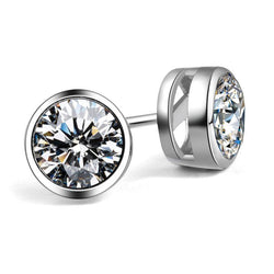 Round Cut 5 Carats Real Natural Earth Mined Diamonds Ladies Stud Earrings White Gold 14K