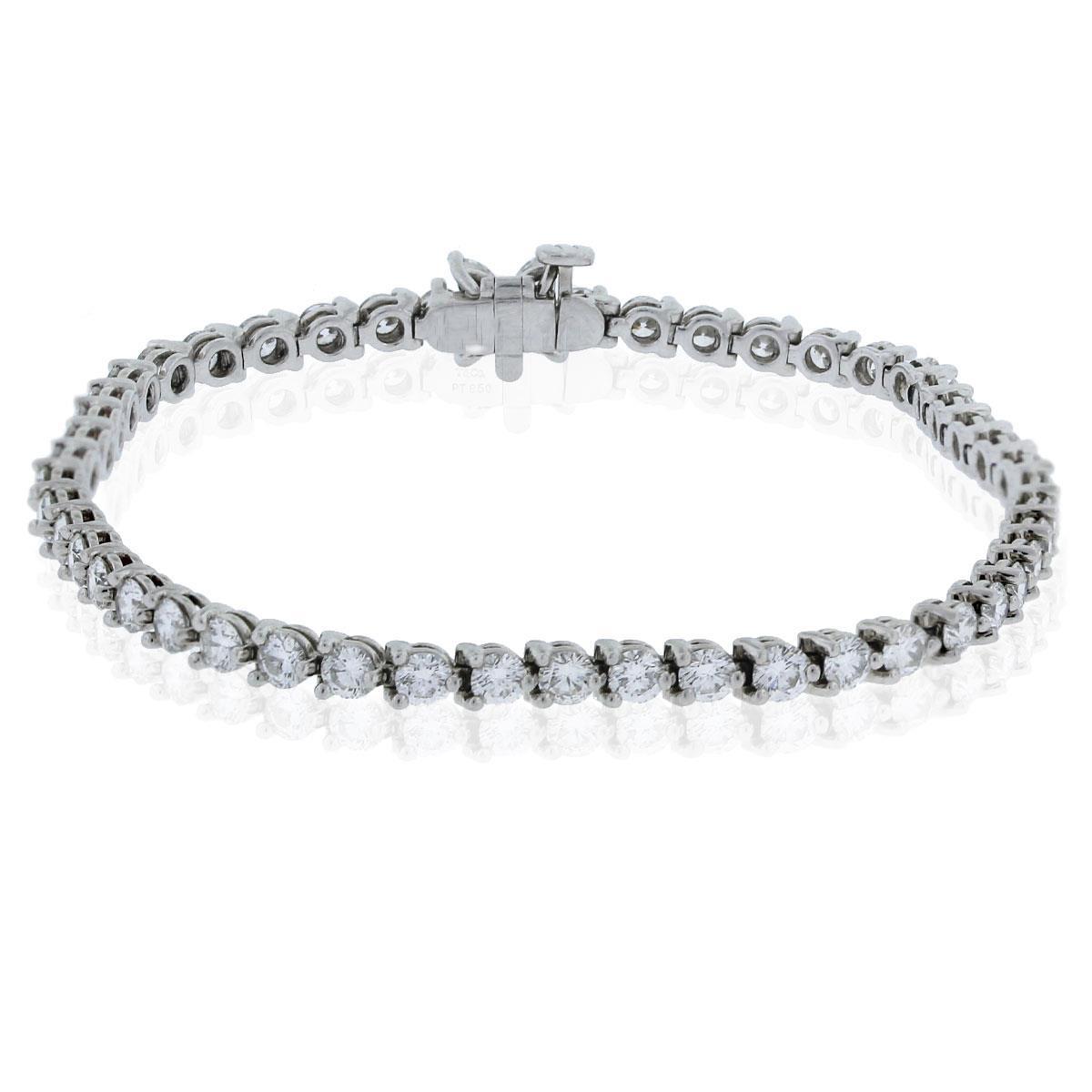 Round Cut 5 Carats Real Diamonds Tennis Bracelet White Gold 14K New