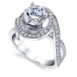 Round Cut 5 Ct Solitaire With Accent Genuine Diamonds Engagement Ring