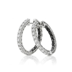 Round Cut 5.30 Carats Gorgeous Real Natural Earth Mined Diamonds Hoop Earrings White Gold 14K