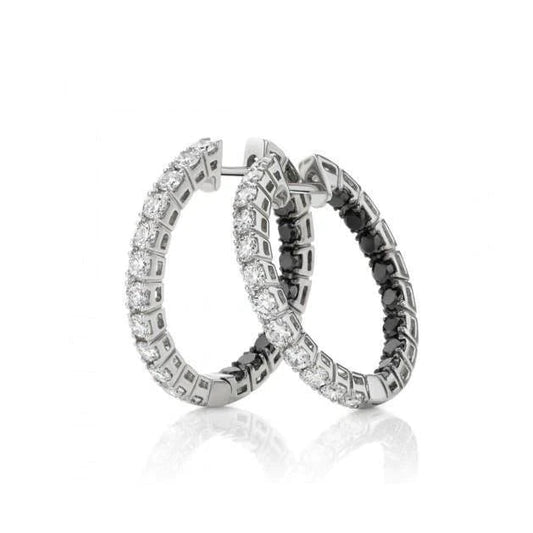 Round Cut 5.30 Carats Gorgeous Real Diamonds Hoop Earrings White Gold 14K