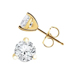 Round Cut 5.70 Carats Real Diamonds Lady Studs Earrings Yellow Gold 14K