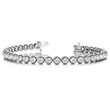 Round Cut Bezel Set 7.60 Carats Real Diamonds Bracelet 14K White Gold
