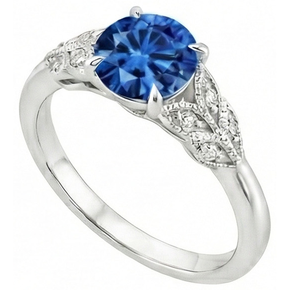 natural round sapphire 2.25ct ring side angle