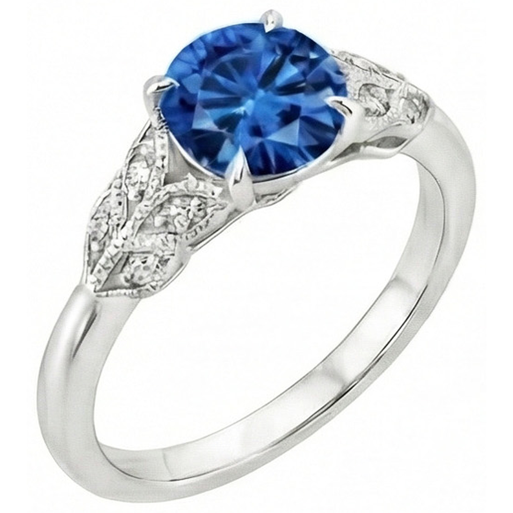 natural round sapphire 2.25ct ring top view