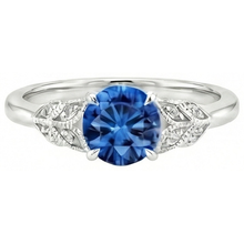 natural round sapphire 2.25ct ring close up detail
