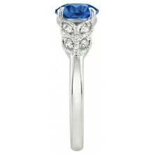 natural round sapphire 2.25ct ring profile view