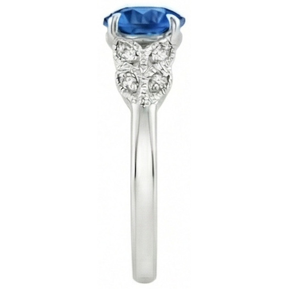 natural round sapphire 2.25ct ring profile view