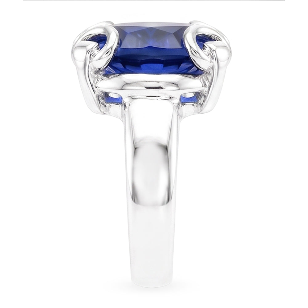 Round Cut Ceylon Sapphire Solitaire Ring 7.01 Ct. White Gold 14K