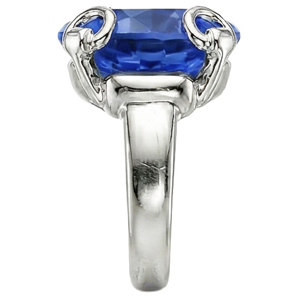 Round Cut Ceylon Sapphire Solitaire Ring 7.01 Ct. White Gold 14K