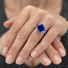 Round Cut Ceylon Sapphire Solitaire Ring 7.01 Ct. White Gold 14K