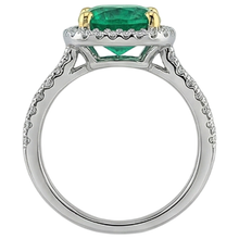 Precious Stone Ring 14K Two Tone Gold with Emerald – top view