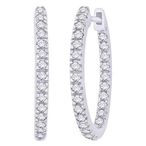 Round Cut F Vvs1 4.50 Ct Natural Diamonds Ladies Hoop Earrings 14K White Gold