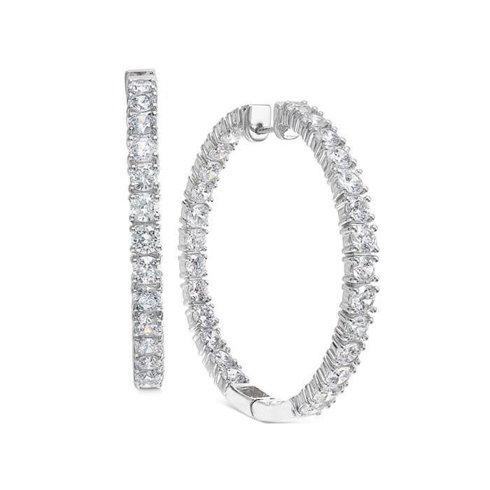 Round Cut F Vvs1 5.20 Ct Real Diamonds Lady Hoop Earrings White Gold 14K