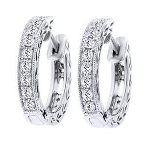 Round Cut F Vvs1 Real Diamond Hoop Earrings White Gold 14K