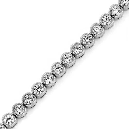 Round Cut Fine Real Diamond Tennis Bracelet White Gold Fine Jewelry 6 Ct