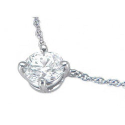 Round Cut Four Prong Setting Real Diamond Necklace Pendant Gold White 2 Ct