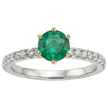 Earth-Mined Colombian Emerald Colored Stone Ring 2 ct Two-Tone 14K Gold – side view