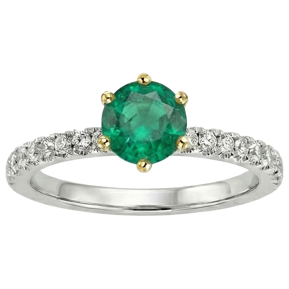 Earth-Mined Colombian Emerald Colored Stone Ring 2 ct Two-Tone 14K Gold – side view