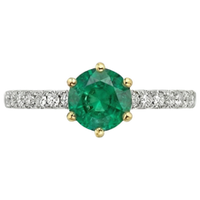 Earth-Mined Colombian Emerald Colored Stone Ring – angle view