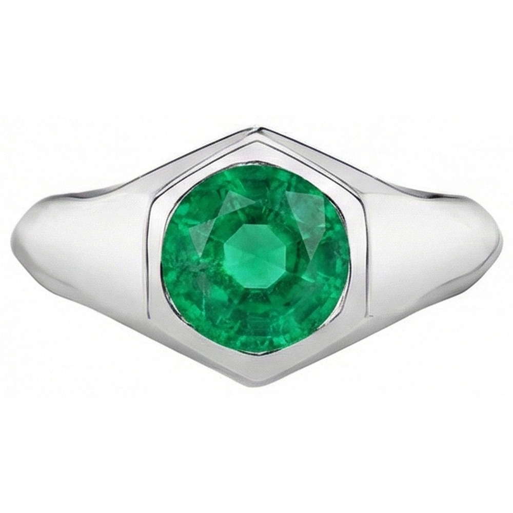 Natural Emerald Precious Stone Ring – profile view
