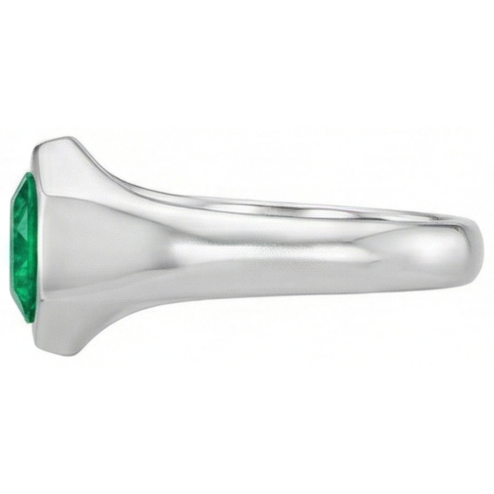 Precious Stone Ring 14 Karat White Gold with Emerald – top view