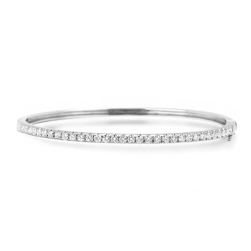 Round Cut Genuine Diamonds Women Bangle 3.20 Ct Gold 14K