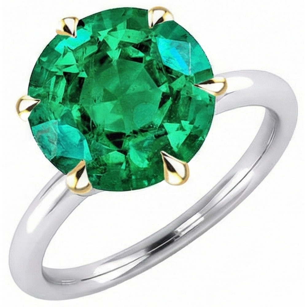 Shimmering Fine Emerald Gemstone Ring 4 ct – side view