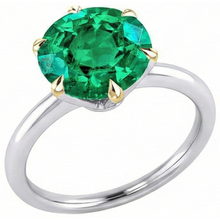 Authentic Fine Emerald Gemstone Ring 4 ct Two-Tone 14K Gold – angle view