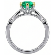 Colombian Emerald Precious Stone Ring 2.50-ct Two-Tone 14K Gold – angle view