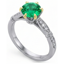 Natural Colombian Emerald Precious Stone Ring 2.50 ct Two-Tone 14K Gold – profile view
