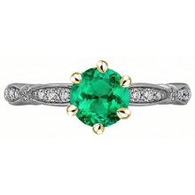 Colombian Emerald Precious Stone Ring 2.50-ct Two-Tone 14K Gold – front view