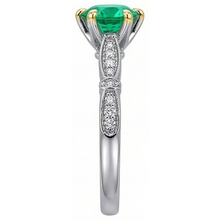 Precious Stone Ring Two-Tone 14K Gold with Colombian Emerald – top view