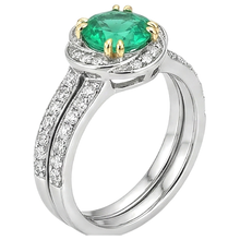 Genuine Fine Emerald Gemstone Ring 2.50 ct Two-Tone 14K Gold – front view