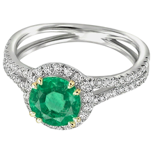 Fine Emerald Gemstone Ring 2.50-ct Two-Tone 14K Gold – angle view