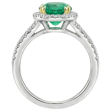 Gemstone Ring Two-Tone 14K Gold with Fine Emerald – top view
